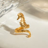 Wholesale Stainless Steel Geometric Animal Seahorse Opening Ring Electroplated Nonfading Jewelry