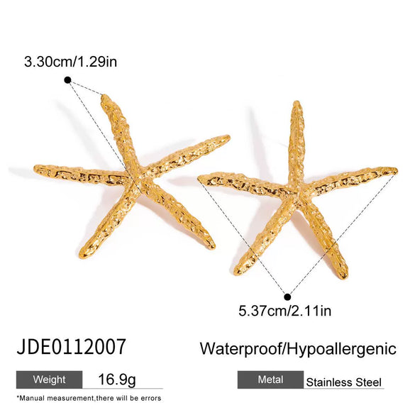 Wholesale Stainless Steel Geometric Animal Style Electroplated Starfish Earrings For Women