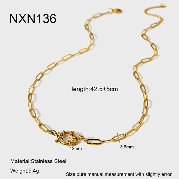 Wholesale Stainless Steel Geometric Animal Zodiac Pattern Electroplated Spring Clasp Chain Necklace For Women