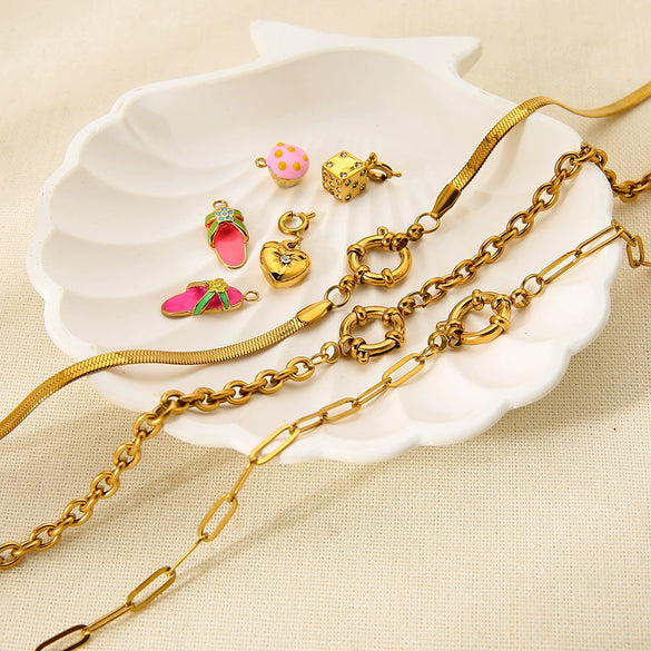 Wholesale Stainless Steel Geometric Animal Zodiac Pattern Electroplated Spring Clasp Chain Necklace For Women