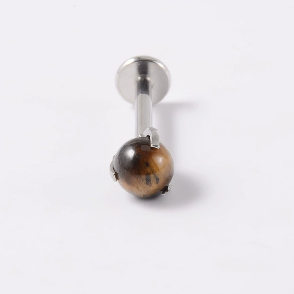 Wholesale Stainless Steel Geometric Artificial Gemstones Semiprecious Stones Gold Plated Electroplated Lip Stud Earrings Ball Earrings Ear Bone Stud