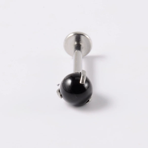 Wholesale Stainless Steel Geometric Artificial Gemstones Semiprecious Stones Gold Plated Electroplated Lip Stud Earrings Ball Earrings Ear Bone Stud