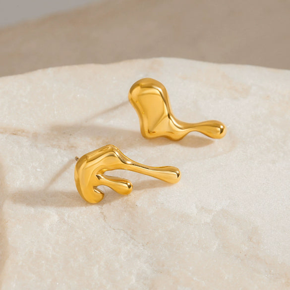 Wholesale Stainless Steel Geometric Asymmetrical Creative Electroplated Earrings