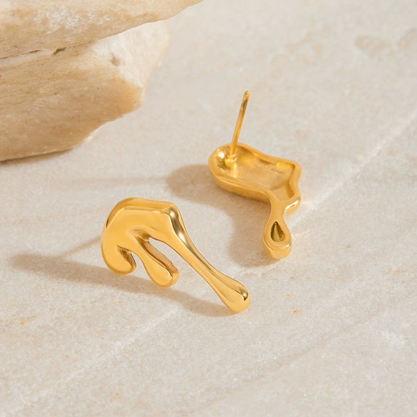 Wholesale Stainless Steel Geometric Asymmetrical Creative Electroplated Earrings