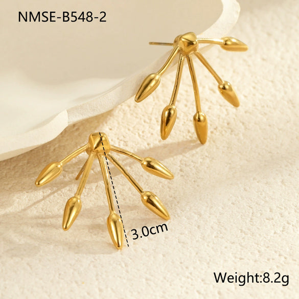 Wholesale Stainless Steel Geometric Asymmetrical Design Electroplated Women's Earrings