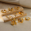 Wholesale Stainless Steel Geometric Asymmetrical Line Texture Snakeshaped Ring With Star Shape For Women