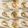 Wholesale Stainless Steel Geometric Asymmetrical Line Texture Snakeshaped Ring With Star Shape For Women