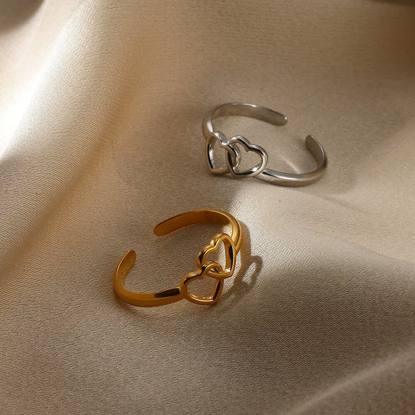 Wholesale Stainless Steel Geometric Asymmetrical Line Texture Snakeshaped Ring With Star Shape For Women