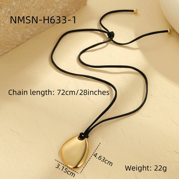 Wholesale Stainless Steel Geometric Asymmetrical Simple Necklace With 18K Gold Electroplated Pendant For Women