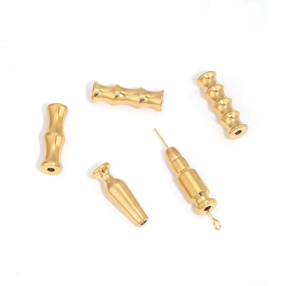 Wholesale Stainless Steel Geometric Bamboo Pattern Loose Beads For Diy Handmade Jewelry Accessories