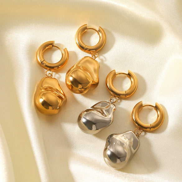 Wholesale Stainless Steel Geometric Baroque Pendant Earrings With Electroplating Ins Style For Women
