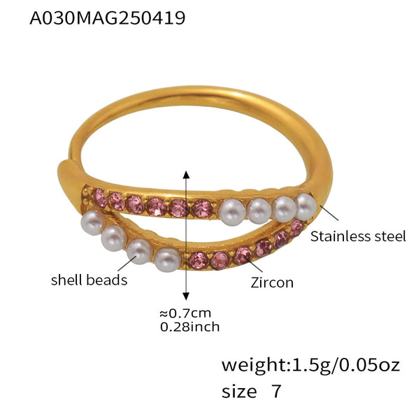 Wholesale Stainless Steel Geometric Bead Ring With Electroplating For Women