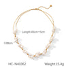 Wholesale Stainless Steel Geometric Beaded Double Layer Pearl Clavicle Necklace For Women With Electroplating