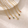 Wholesale Stainless Steel Geometric Birthstone Diamond Pendant Necklace For Women With Electroplating And Cross Chain