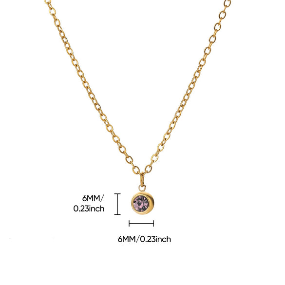 Wholesale Stainless Steel Geometric Birthstone Diamond Pendant Necklace For Women With Electroplating And Cross Chain