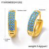 Wholesale 316L Stainless Steel Geometric Blue Turquoise Zircon Inlaid Handmade Electroplated Circle Snap Earrings For Women