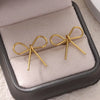 Wholesale Stainless Steel Geometric Bow Earrings With Electroplating