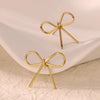 Wholesale Stainless Steel Geometric Bow Earrings With Electroplating