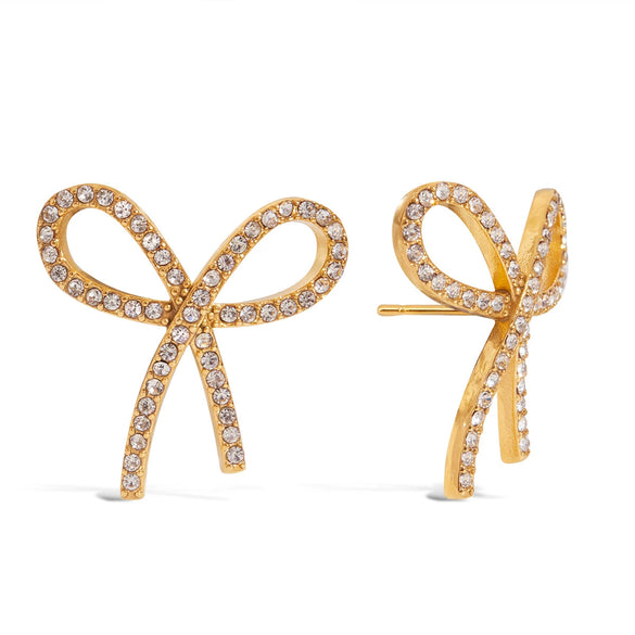 Wholesale Stainless Steel Geometric Bow Earrings With White Diamond Electroplated Light Luxury High End Non Fading Titanium Steel Jewelry For Women