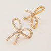 Wholesale Stainless Steel Geometric Bow Earrings With White Diamond Electroplated Light Luxury High End Non Fading Titanium Steel Jewelry For Women