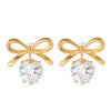 Wholesale Stainless Steel Geometric Bow Earrings With White Zircon And Electroplating