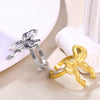Wholesale Stainless Steel Geometric Bow Open Ring With Electroplating For Women