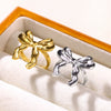 Wholesale Stainless Steel Geometric Bow Open Ring With Electroplating For Women