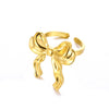 Wholesale Stainless Steel Geometric Bow Open Ring With Electroplating For Women