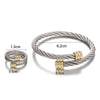 Wholesale Stainless Steel Geometric Bracelet Ring Set Electroplated Microinlaid Unisex Jewelry