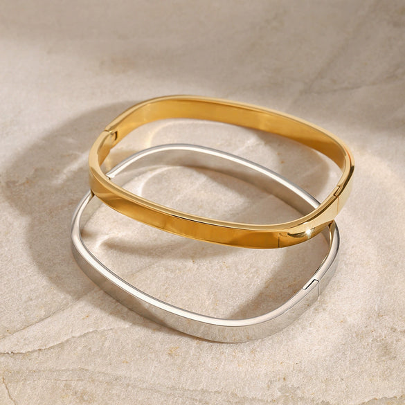 Wholesale Stainless Steel Geometric Buckle Bracelet 18K Gold Plated Electroplated Jewelry