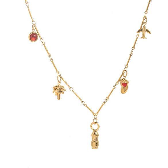 Wholesale Stainless Steel Geometric Bullet Aircraft Pendant Necklace With Vacuum Plated 18K Gold Color