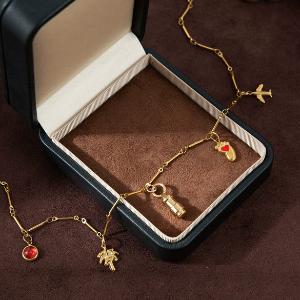 Wholesale Stainless Steel Geometric Bullet Aircraft Pendant Necklace With Vacuum Plated 18K Gold Color