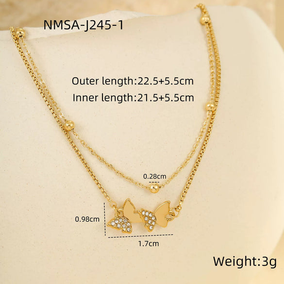 Wholesale Stainless Steel Geometric Butterfly Beach Anklet Multilayer Stacked Unisex Foot Accessories