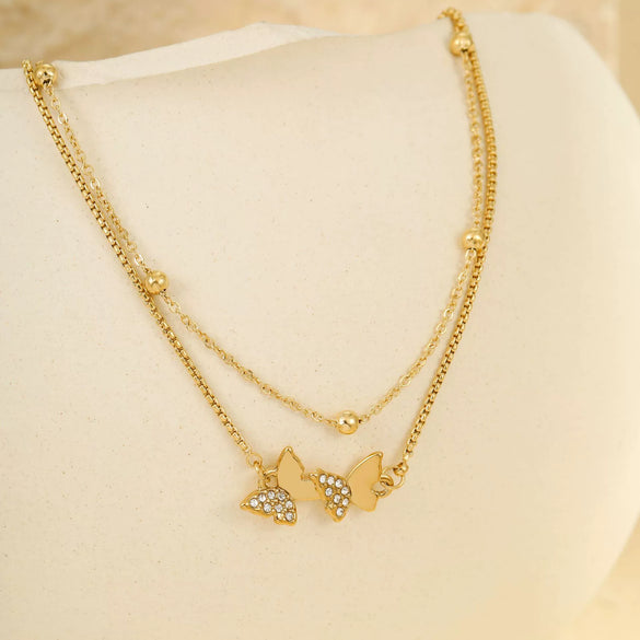 Wholesale Stainless Steel Geometric Butterfly Beach Anklet Multilayer Stacked Unisex Foot Accessories