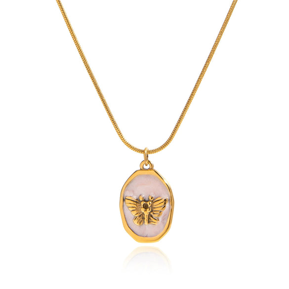 Wholesale Stainless Steel Geometric Butterfly Pendant Necklace Electroplated For Women