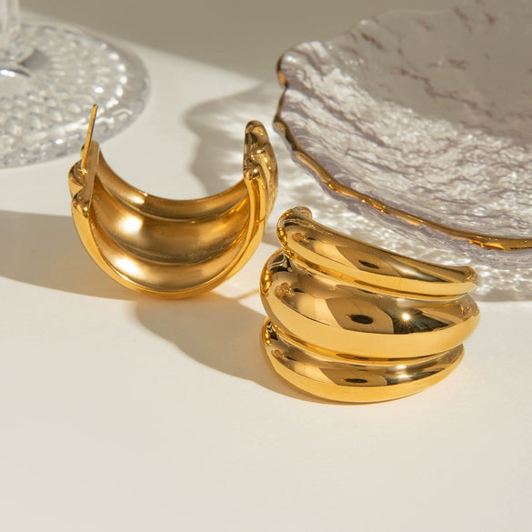 Wholesale Stainless Steel Geometric C Ring Electroplated Simple Style Allmatch Earrings