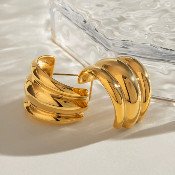 Wholesale Stainless Steel Geometric C Ring Electroplated Simple Style Allmatch Earrings