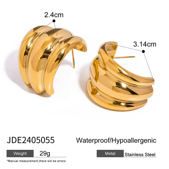 Wholesale Stainless Steel Geometric C Ring Electroplated Simple Style Allmatch Earrings