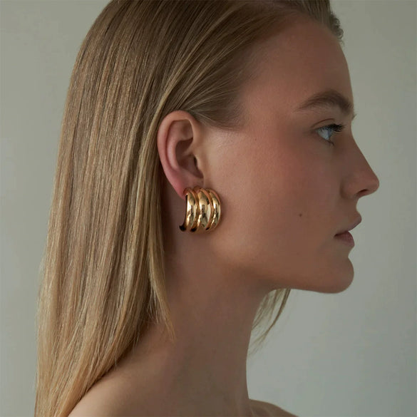 Wholesale Stainless Steel Geometric C Ring Electroplated Simple Style Allmatch Earrings