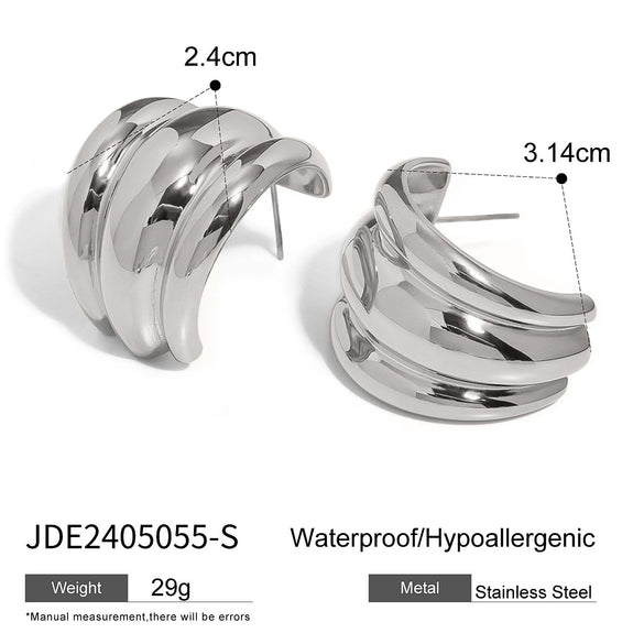 Wholesale Stainless Steel Geometric C Ring Electroplated Simple Style Allmatch Earrings