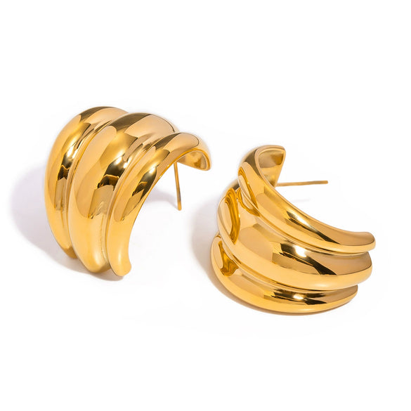 Wholesale Stainless Steel Geometric C Ring Electroplated Simple Style Allmatch Earrings
