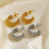 Wholesale Stainless Steel Geometric C Shaped Electroplated Women's Twist Earrings