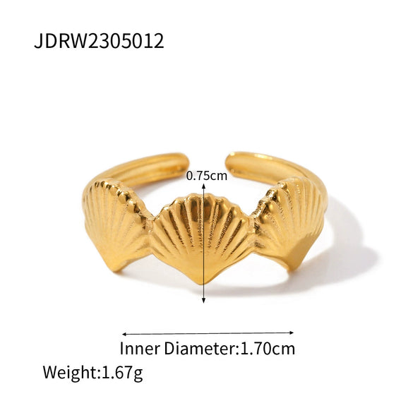 Wholesale Stainless Steel Geometric Carved Electroplated Ring Accessories Nonfading Inspired By French West Coast Beach Series