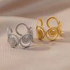 Wholesale Stainless Steel Geometric Casting Gold Inlaid Ring For Men And Women