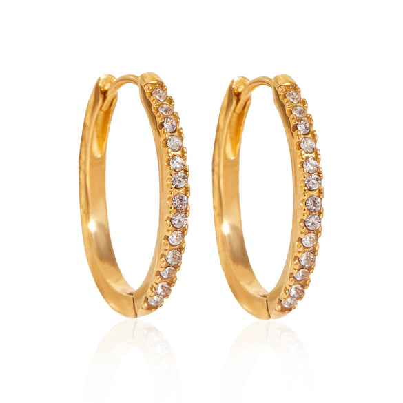Wholesale Stainless Steel Geometric Circle Diamond Earrings For Women With Electroplating Light Luxury High End Non Fading Jewelry