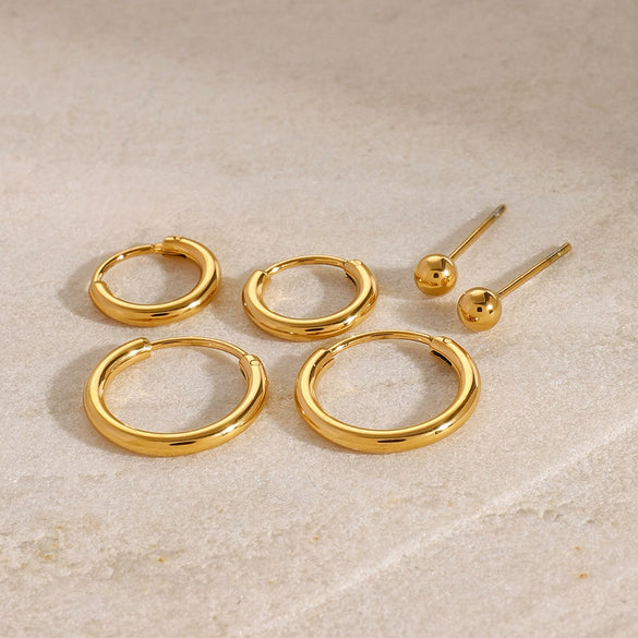 Wholesale Stainless Steel Geometric Circle Earrings For Women With Electroplating