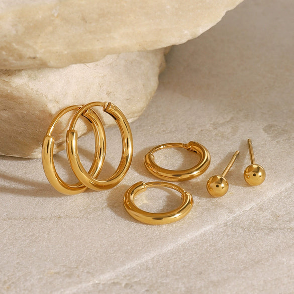 Wholesale Stainless Steel Geometric Circle Earrings For Women With Electroplating