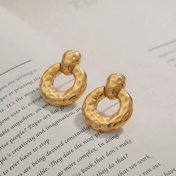 Wholesale Stainless Steel Geometric Circle Earrings With Electroplating Light Luxury Niche Design For Women