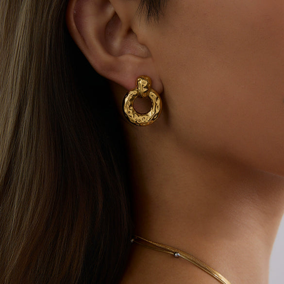 Wholesale Stainless Steel Geometric Circle Earrings With Electroplating Light Luxury Niche Design For Women