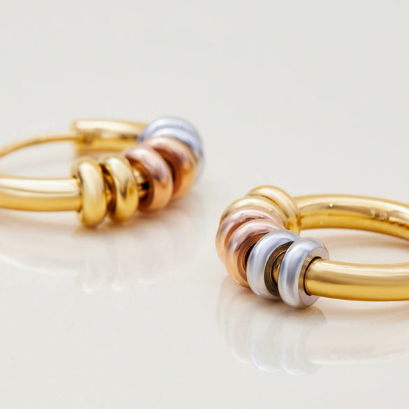 Wholesale Stainless Steel Geometric Circle Earrings With Gold And Silver Color Matching And Electroplating Design